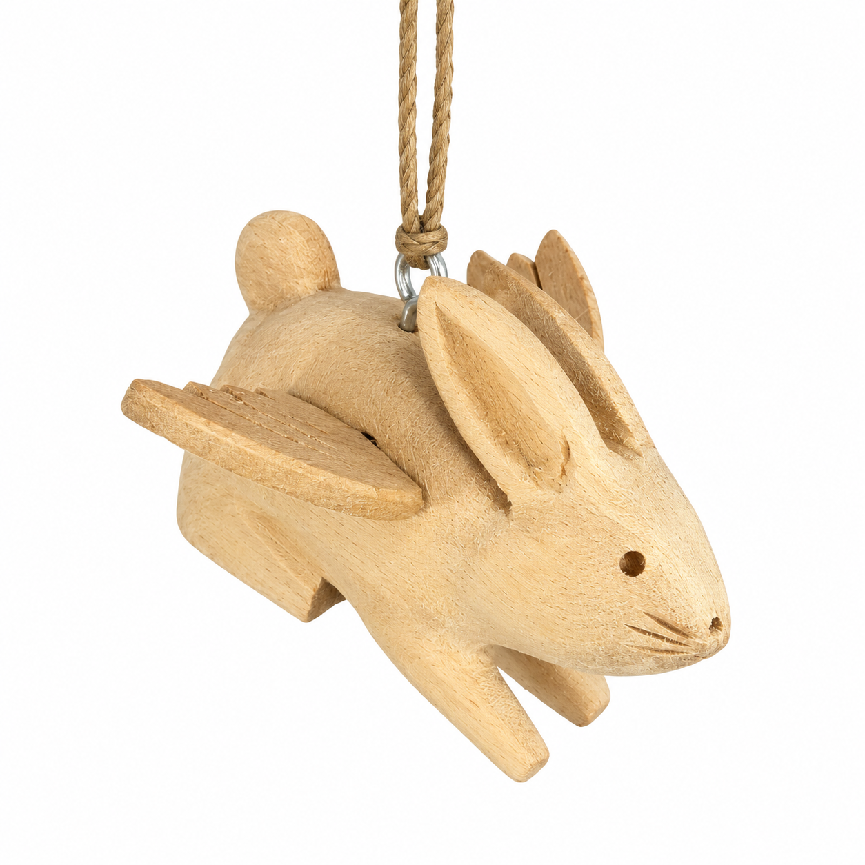 Wooden Flying Rabbit ornament