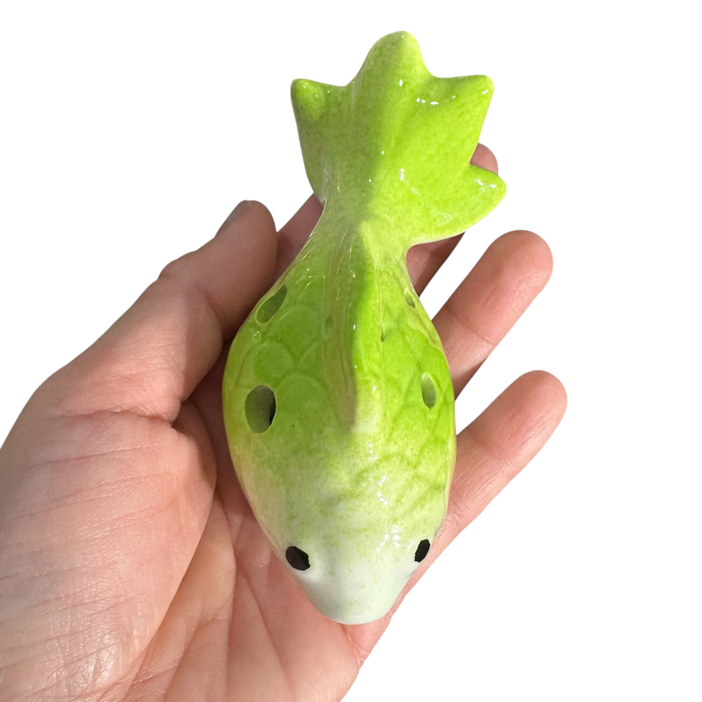 Ceramic Goldfish Ocarina Ocean Lime Green