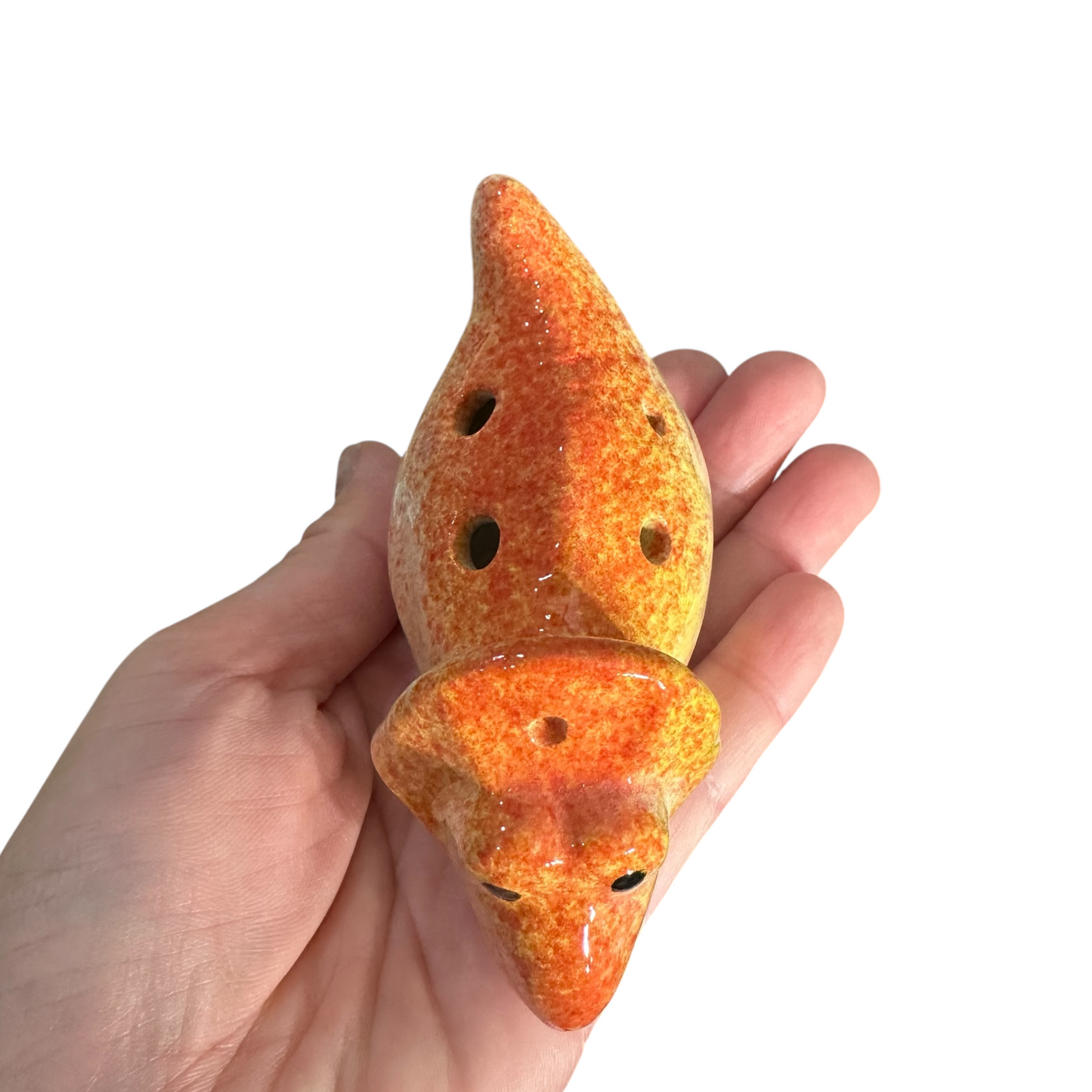 Ceramic Dinosaur Ocarina Orange