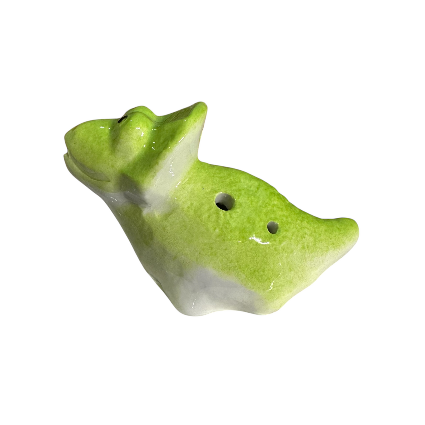 Ceramic Dinosaur Ocarina Green