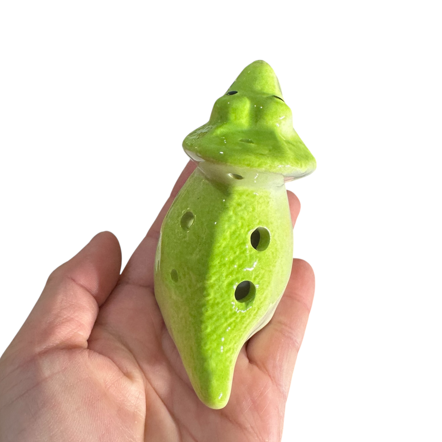 Ceramic Dinosaur Ocarina Green