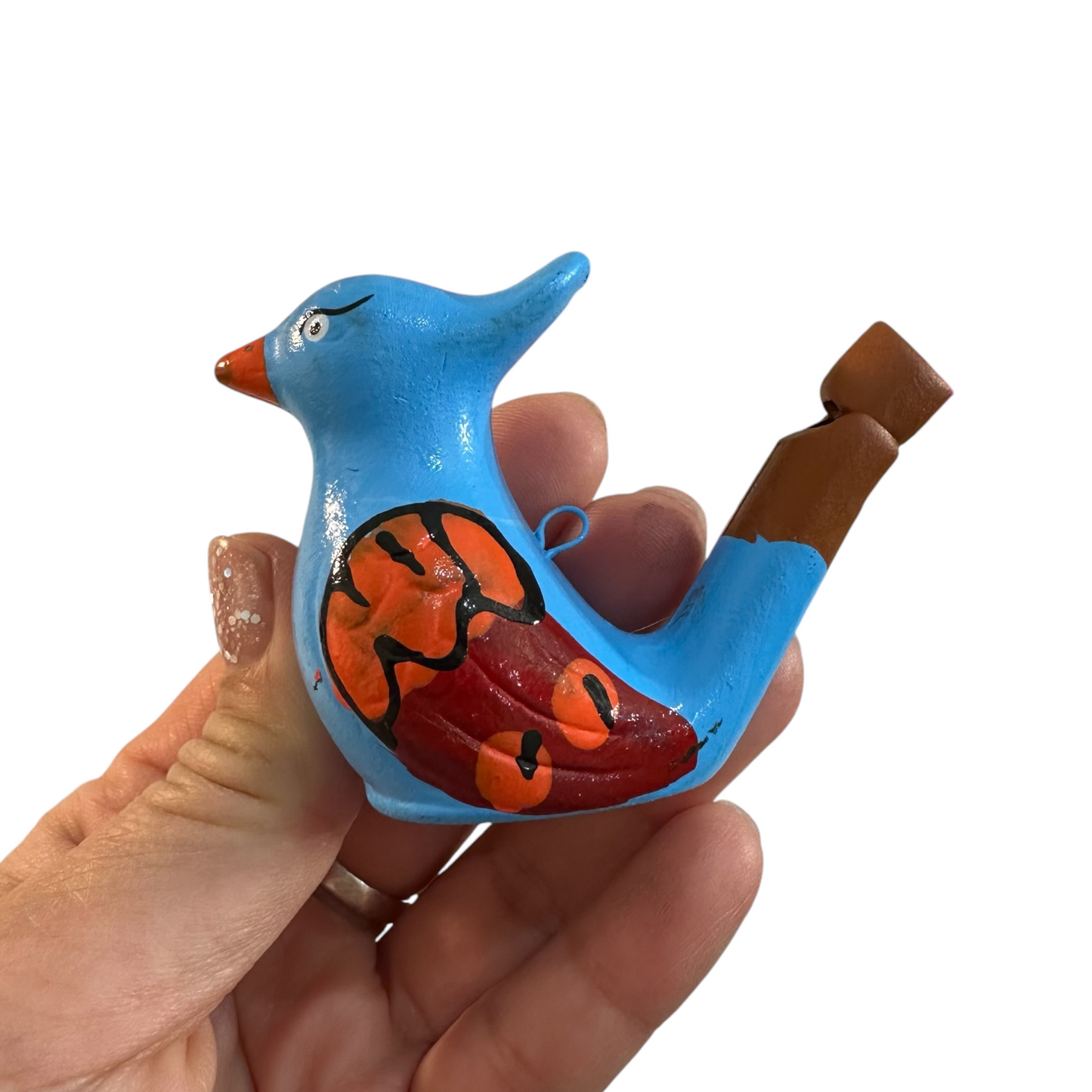 Clay Water Whistle Bird (Blue crest)