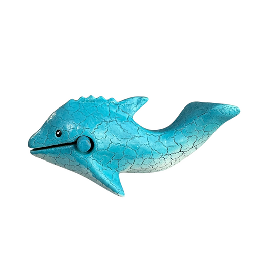 Light Blue Wooden Musical Whistle Dolphin Percussion Instrument