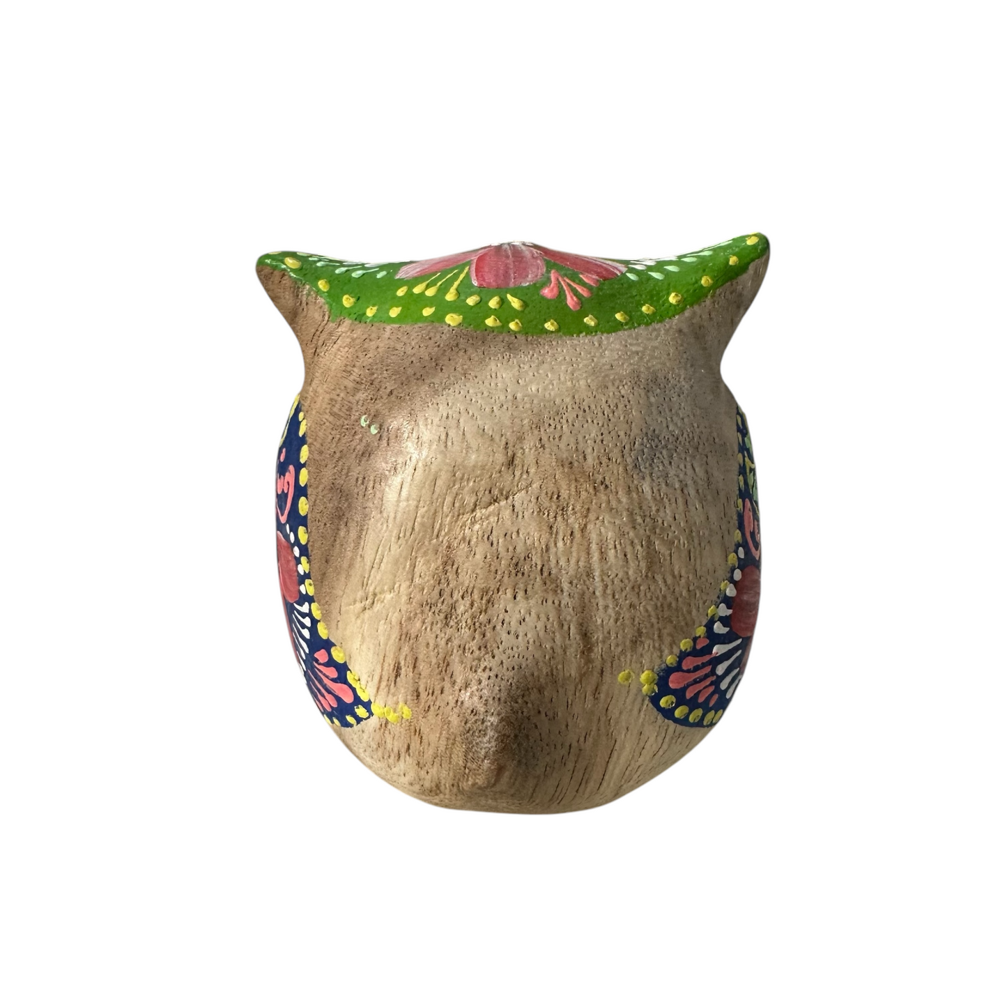 Hand-Painted Wooden Owl Figurine - Purple & Pink Decorative Pattern