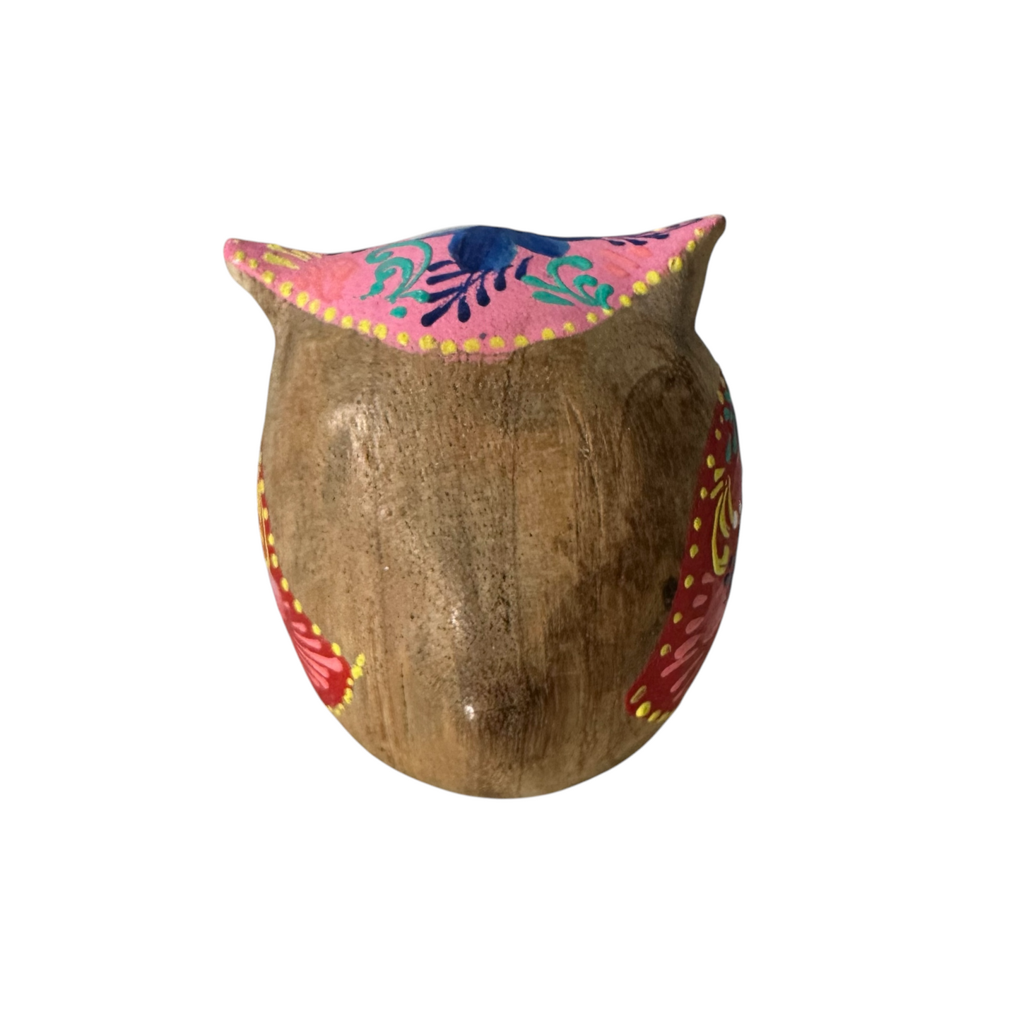 Hand-Painted Wooden Owl Figurine - Pastel Color Theme
