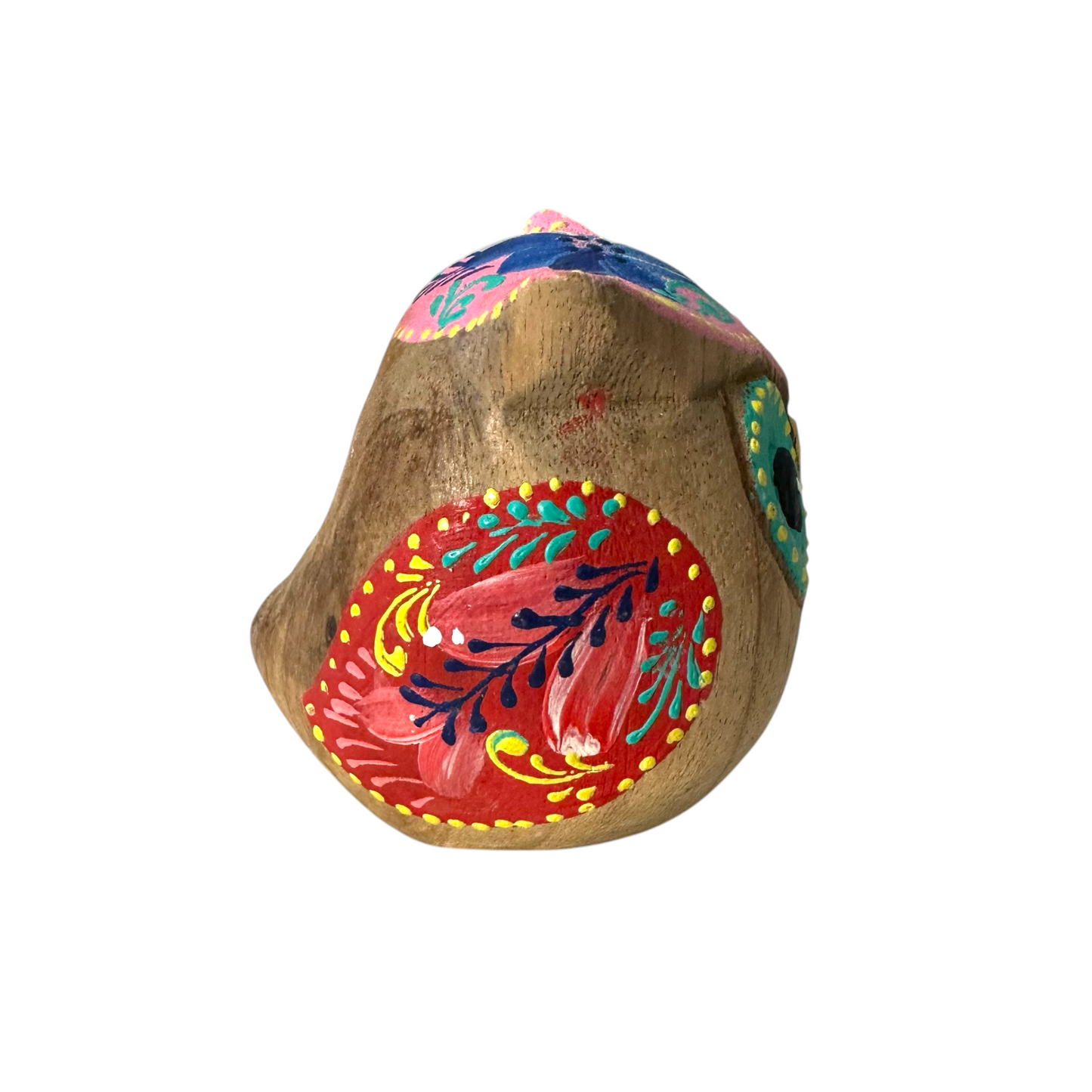 Hand-Painted Wooden Owl Figurine - Pastel Color Theme