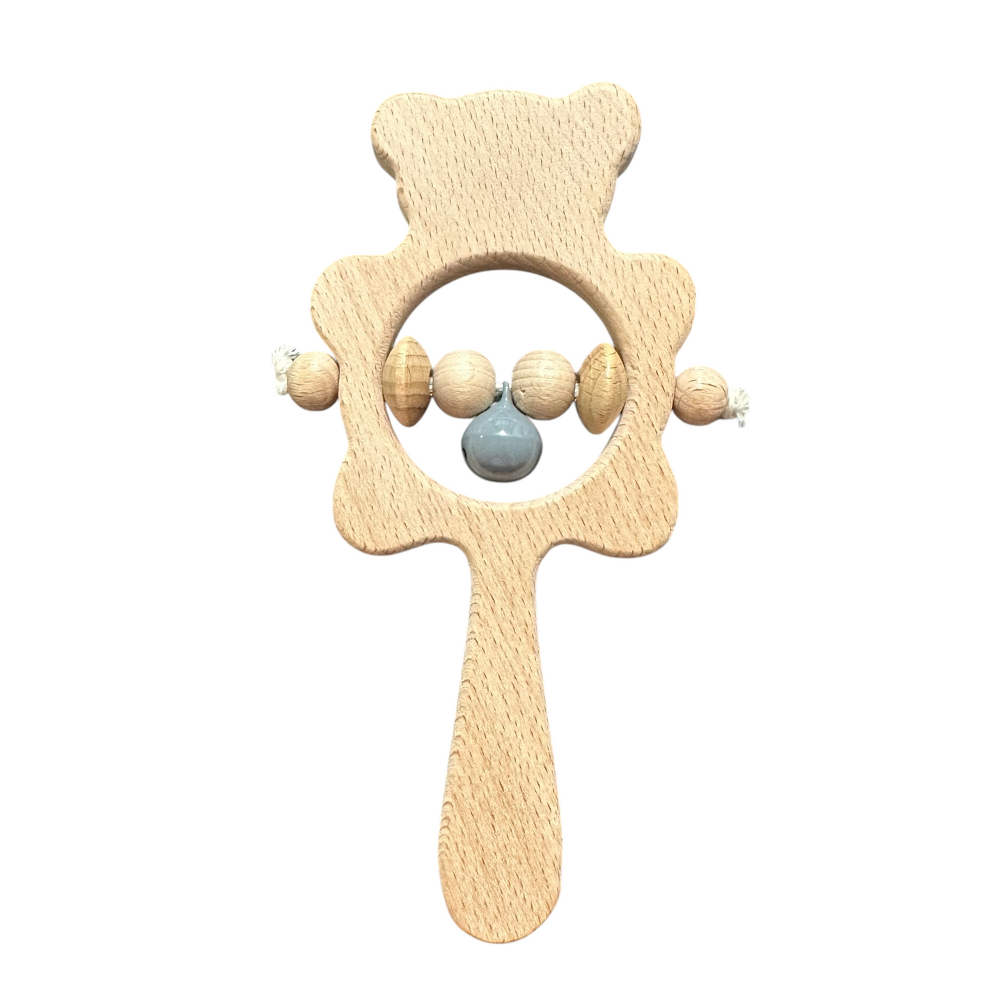 Wooden Bear Rattle Shaker – Gray Bell Edition