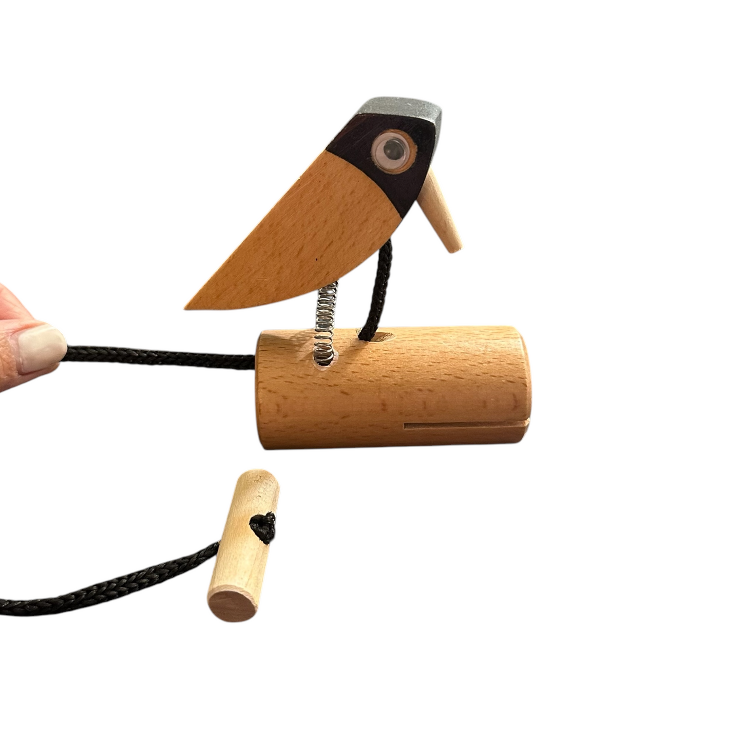 Handmade Wooden Woodpecker Doorbell – Spring-Action Door Knocker