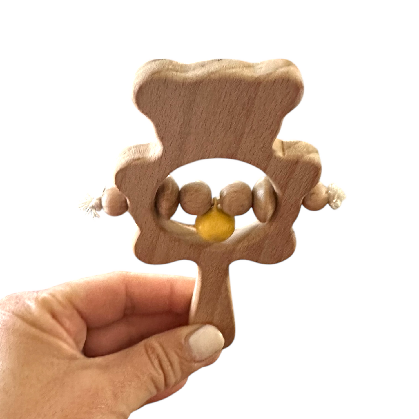Wooden Bear Rattle Shaker – Yellow Bell Edition
