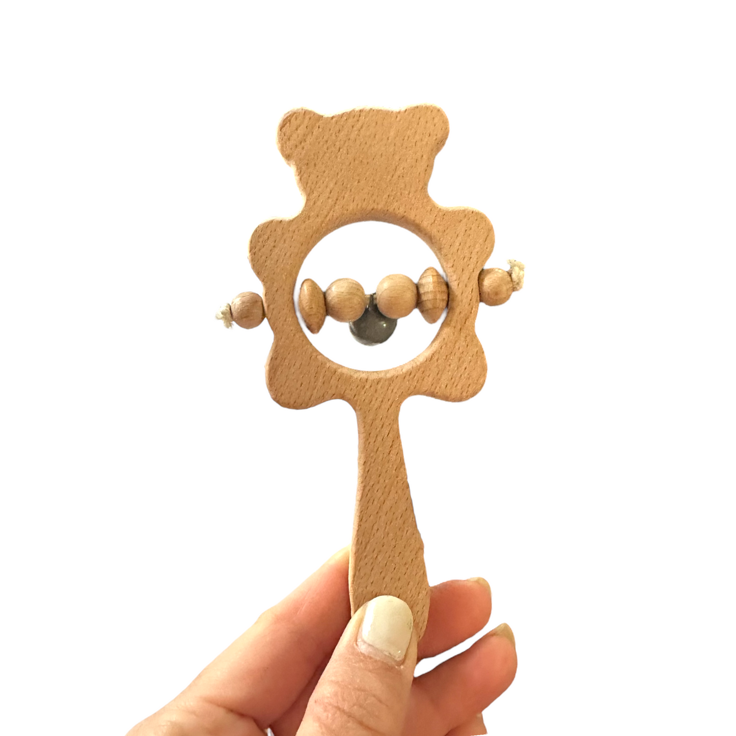 Wooden Bear Rattle Shaker – Gray Bell Edition