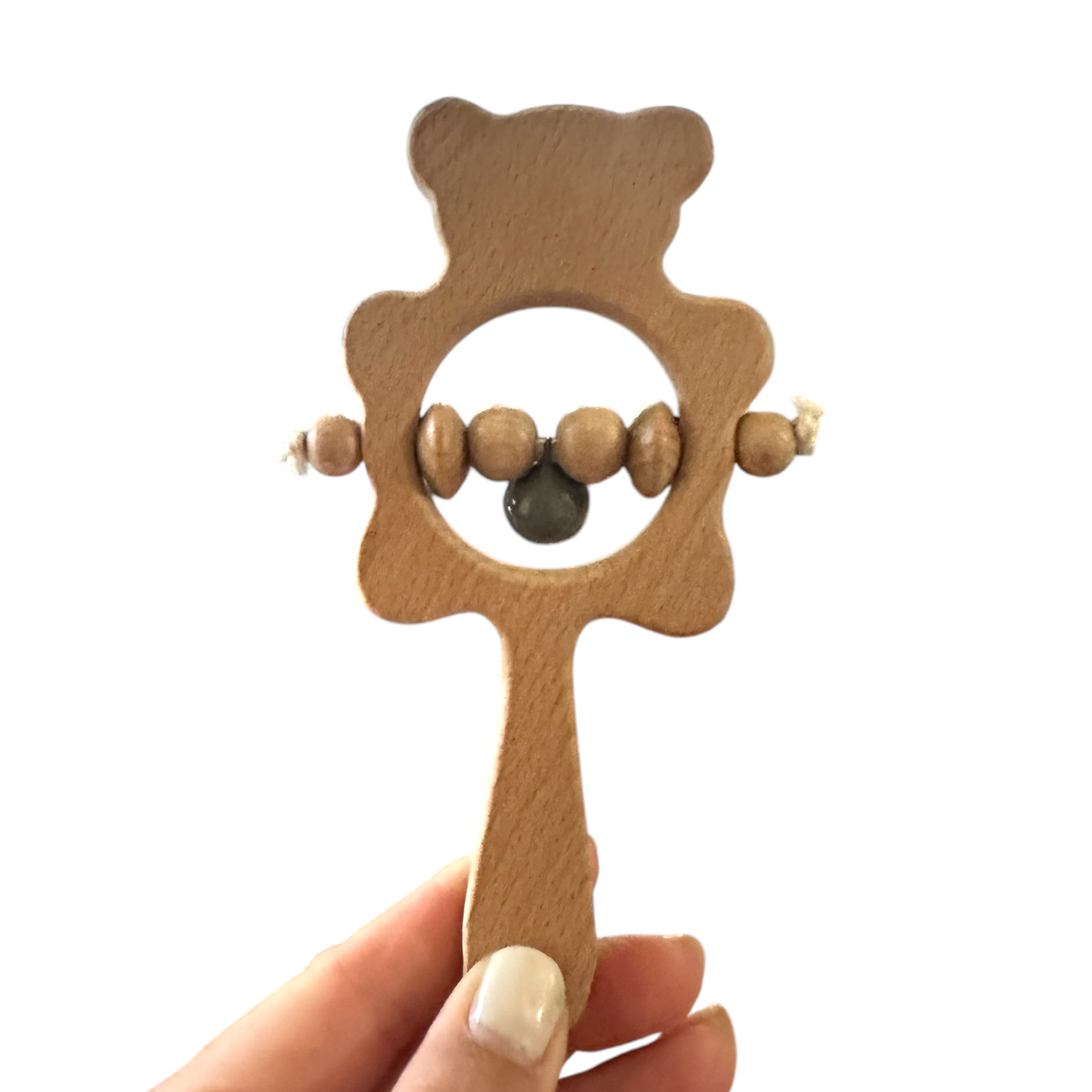 Wooden Bear Rattle Shaker – Gray Bell Edition