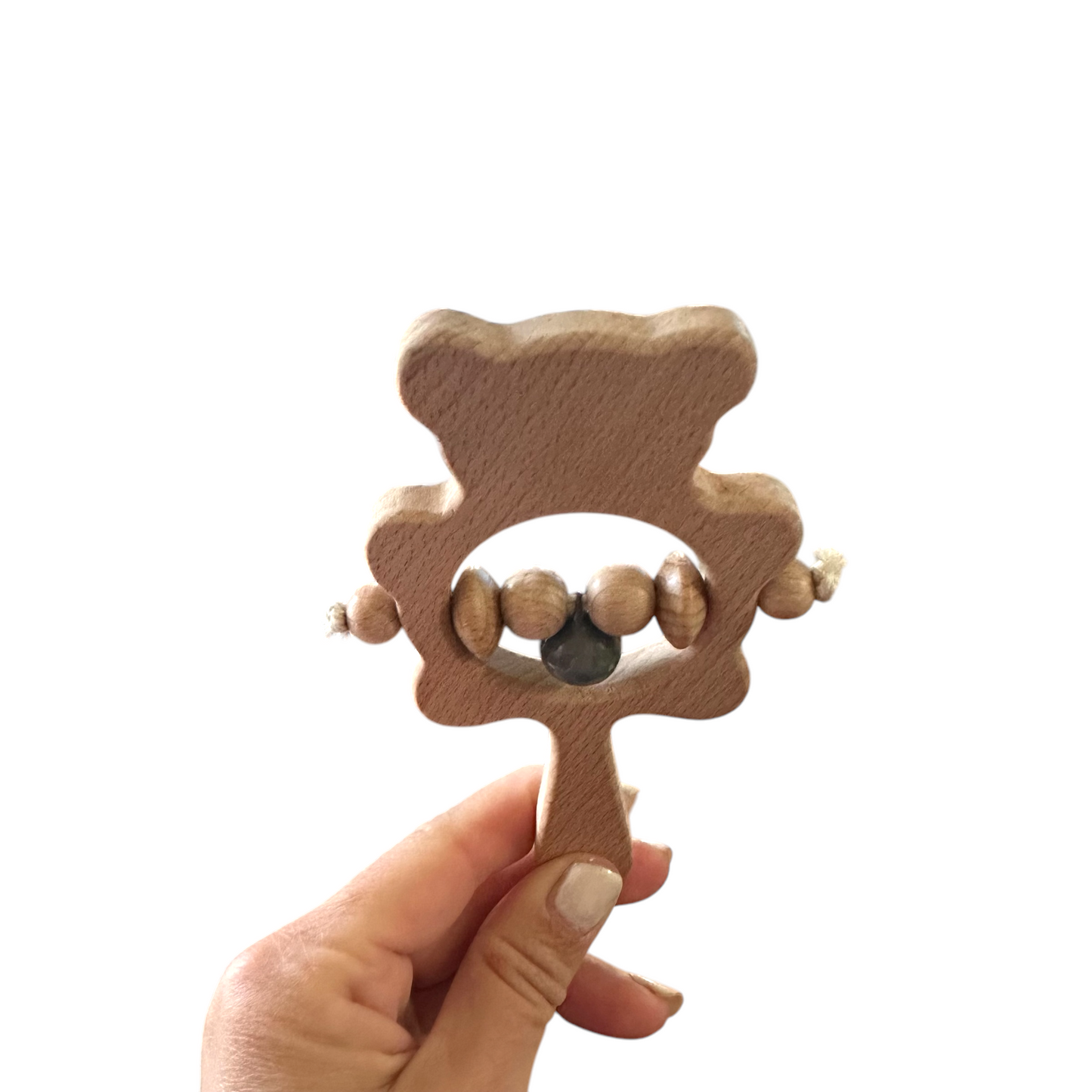 Wooden Bear Rattle Shaker – Gray Bell Edition