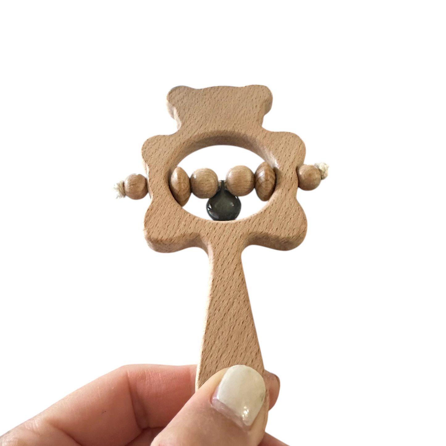 Wooden Bear Rattle Shaker – Gray Bell Edition