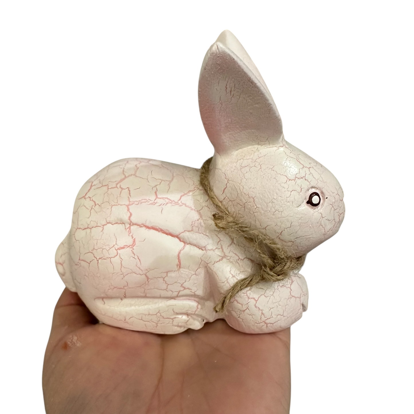Wooden white bunny figurine decoration