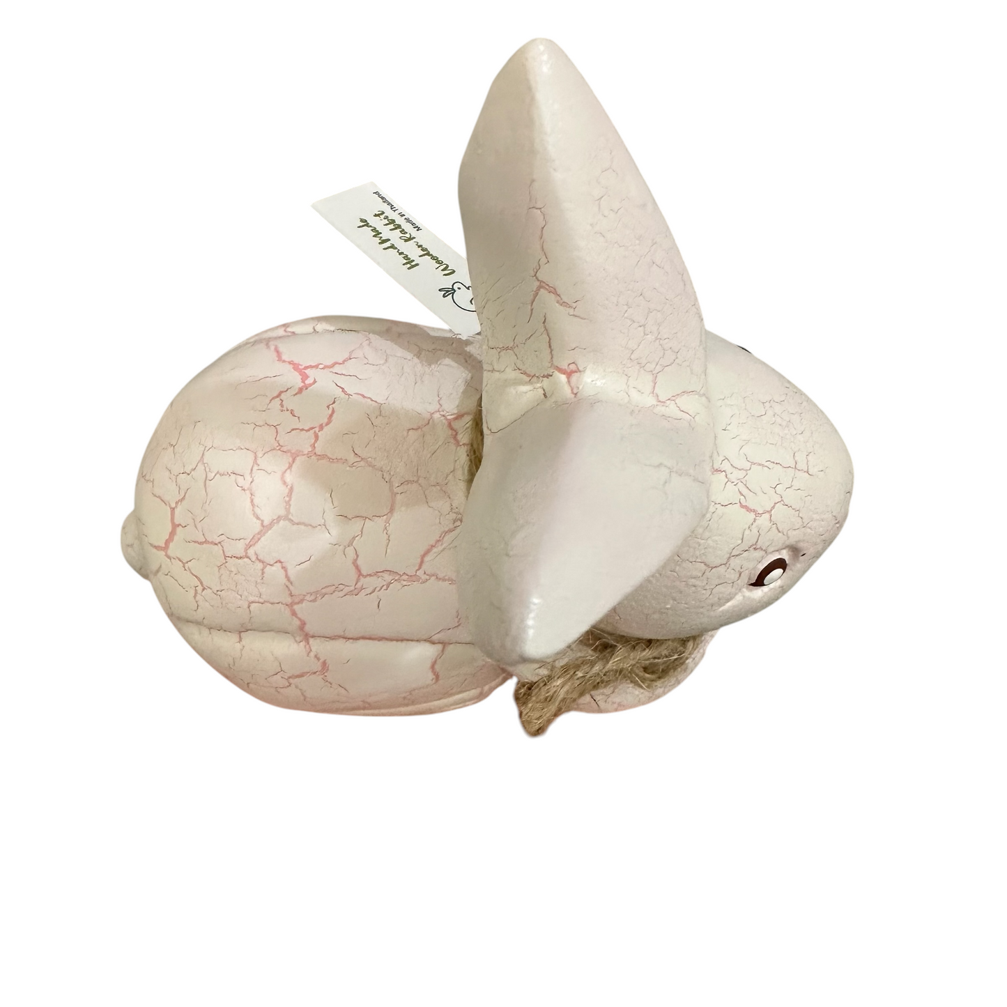 Wooden white bunny figurine decoration