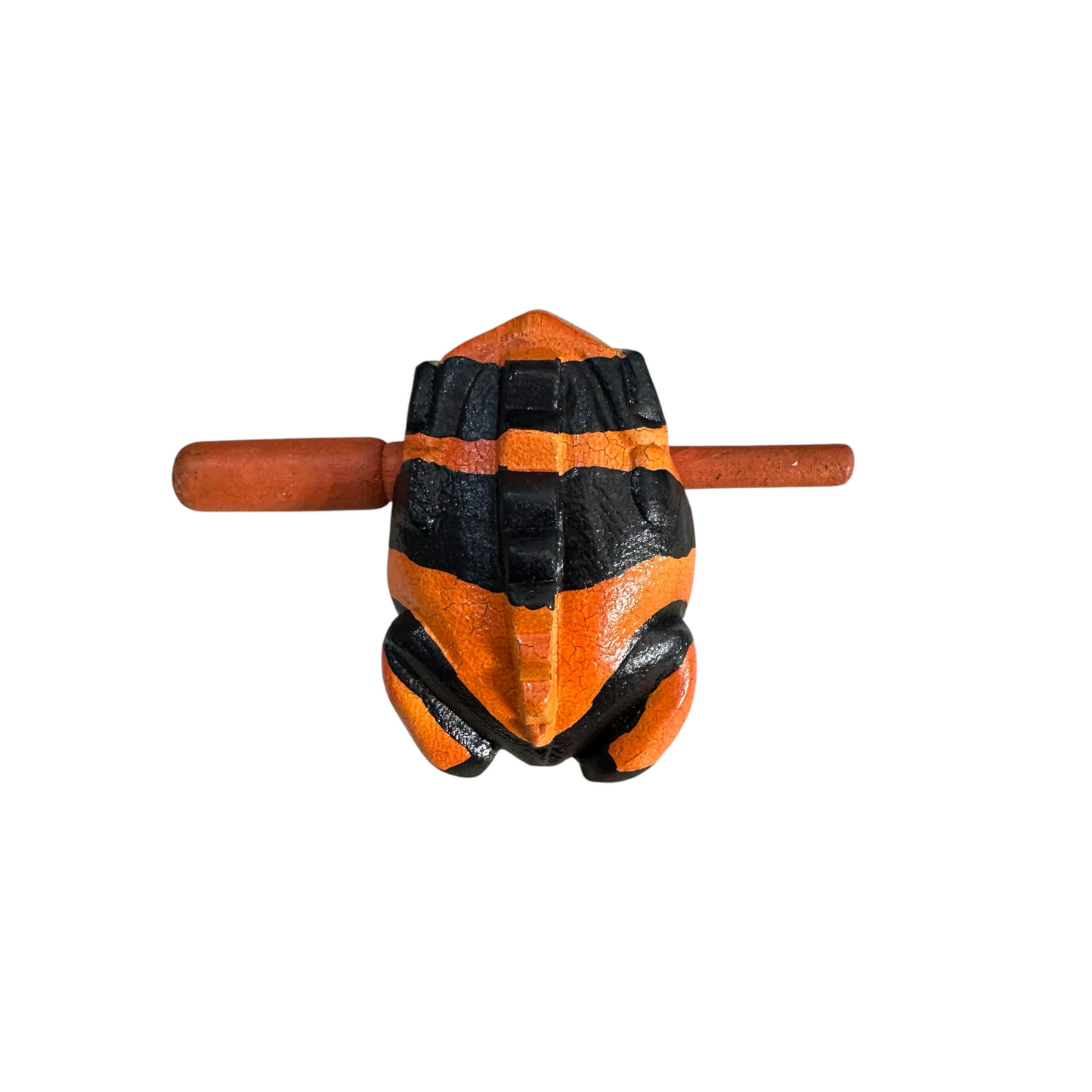 3" Wooden Musical Frog - Orange Dart Design (Percussion Instrument)