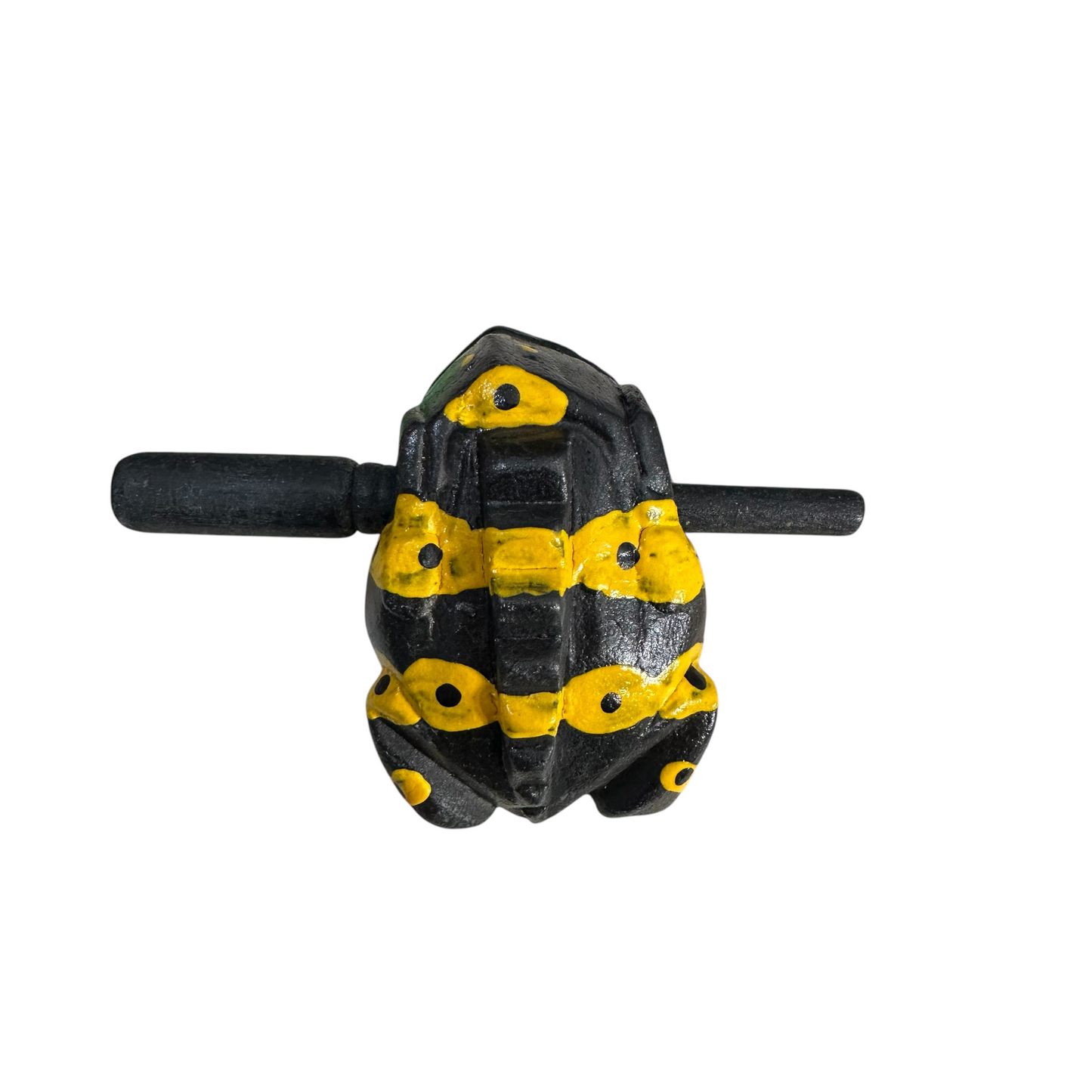 3" Wooden Musical Frog - Yellow Dart Design (Percussion Instrument)