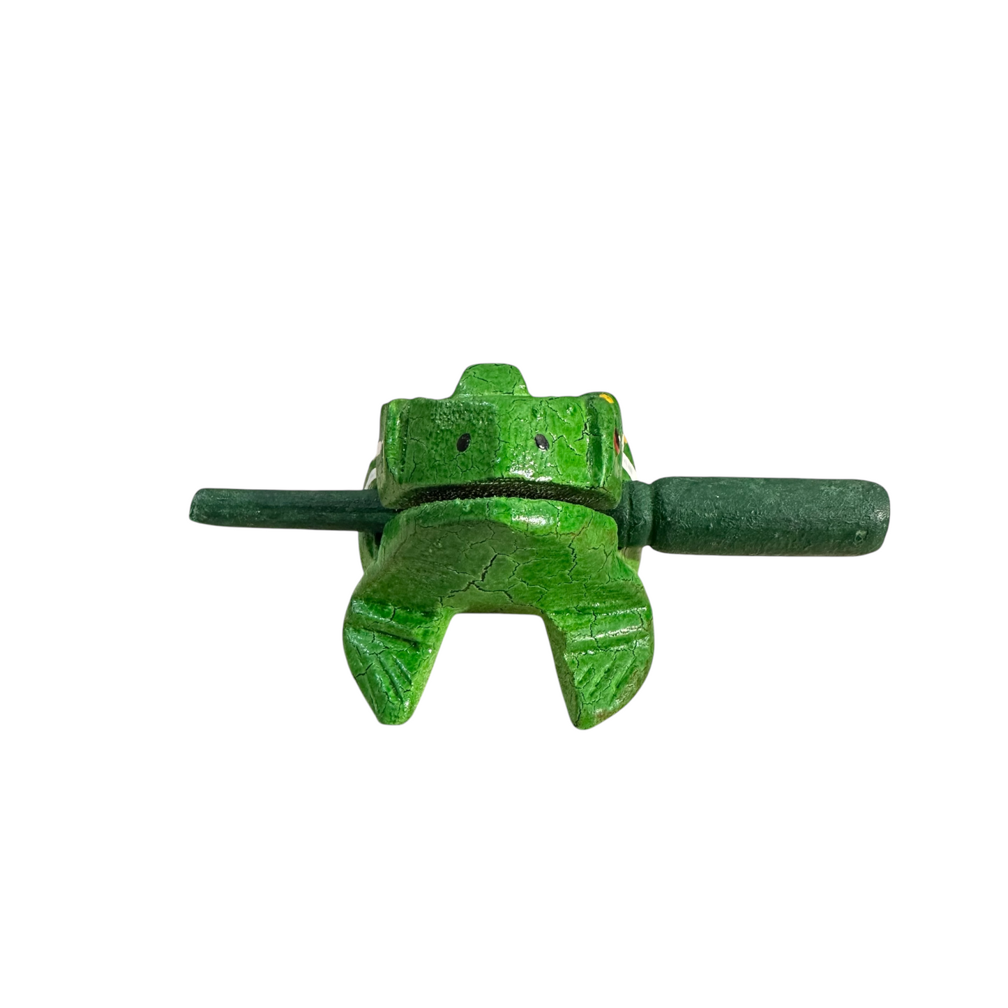3" Wooden Musical Frog - Green Leaf Design (Percussion Instrument)