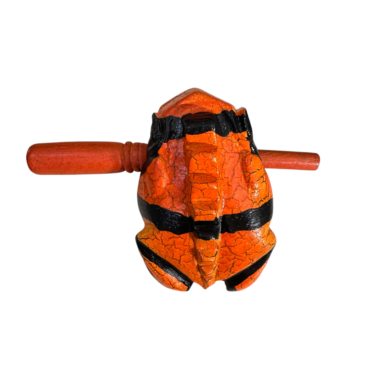 4" Wooden Musical Frog - Orange Dart Design (Percussion Instrument)