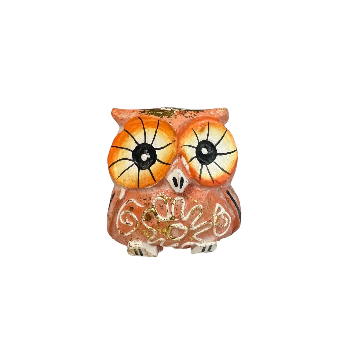Mini Wooden Owl Figurine Orange