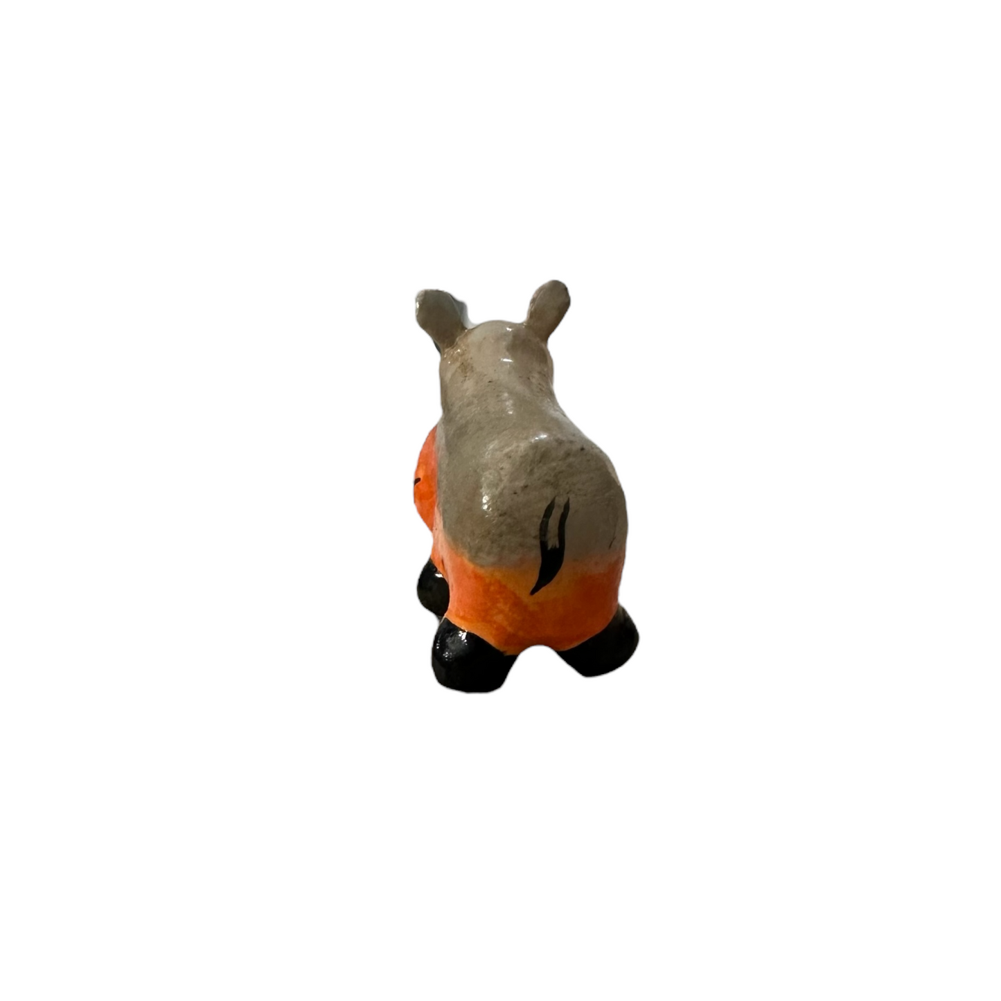 Mini Wooden Hippo Figurine (Orange)