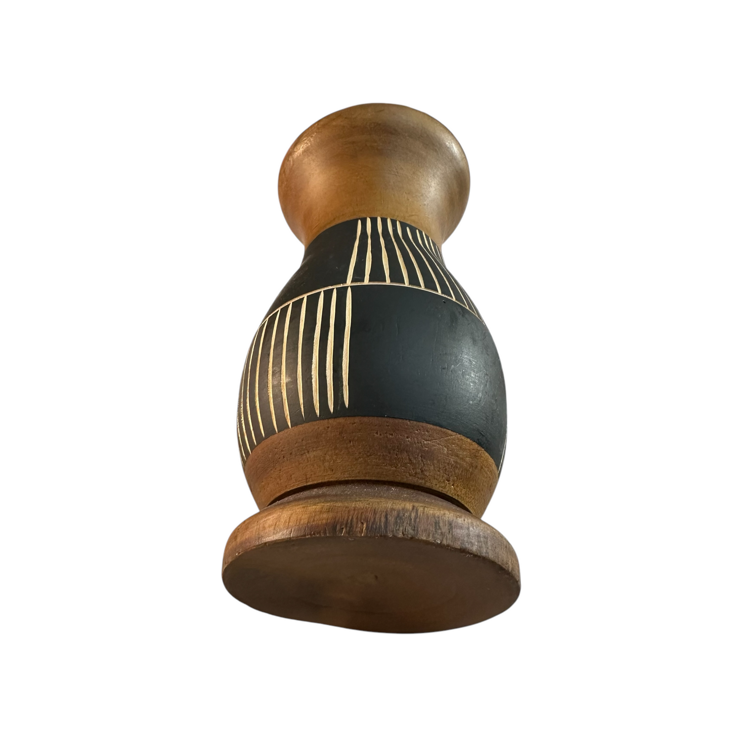 Handcrafted Mango Wood Vase Checker style