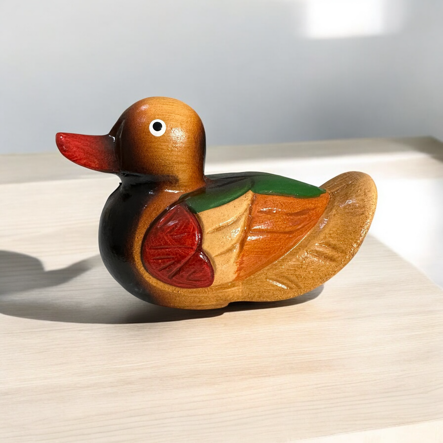 Handcrafted Colorful Wooden Duck