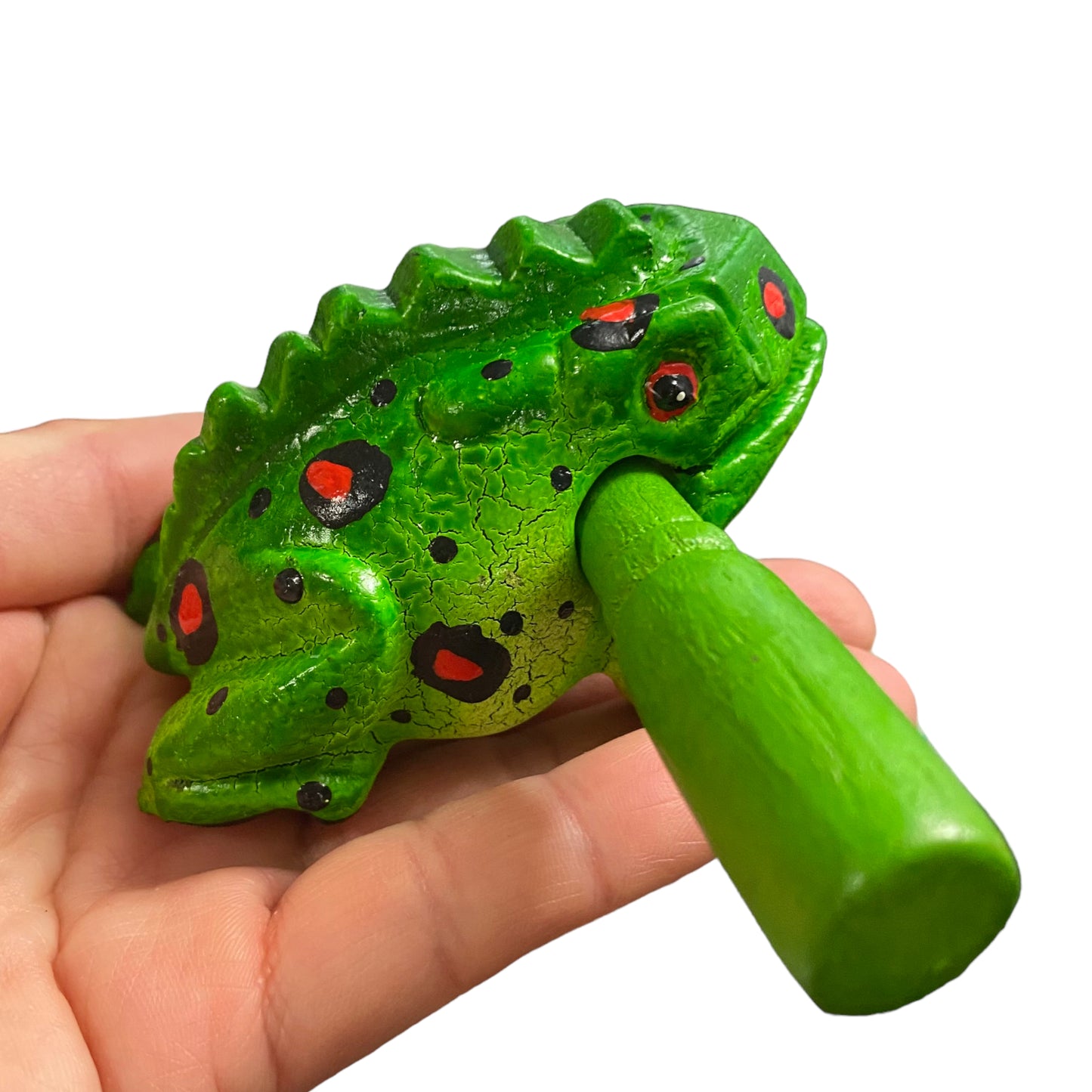 1.5" Wooden Musical Frog - Fire Design (Percussion Instrument)