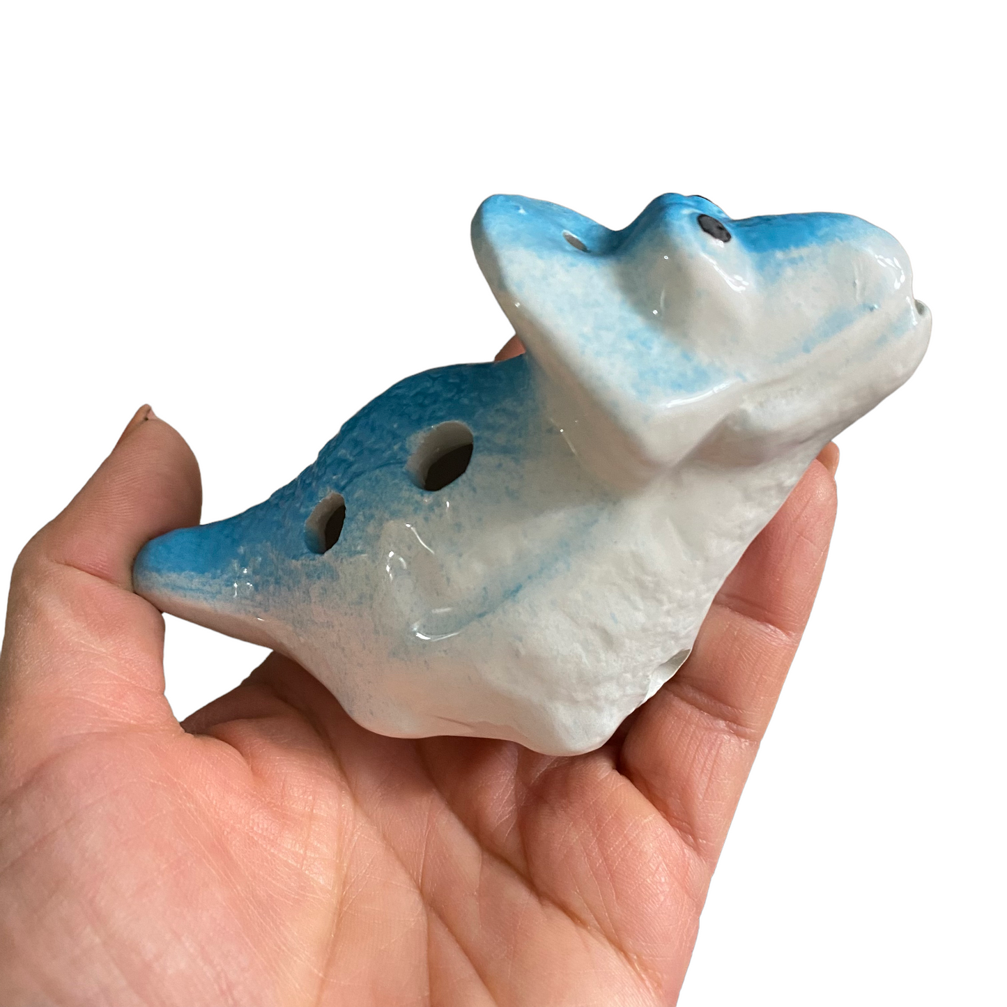 Ceramic Dinosaur Ocarina Blue