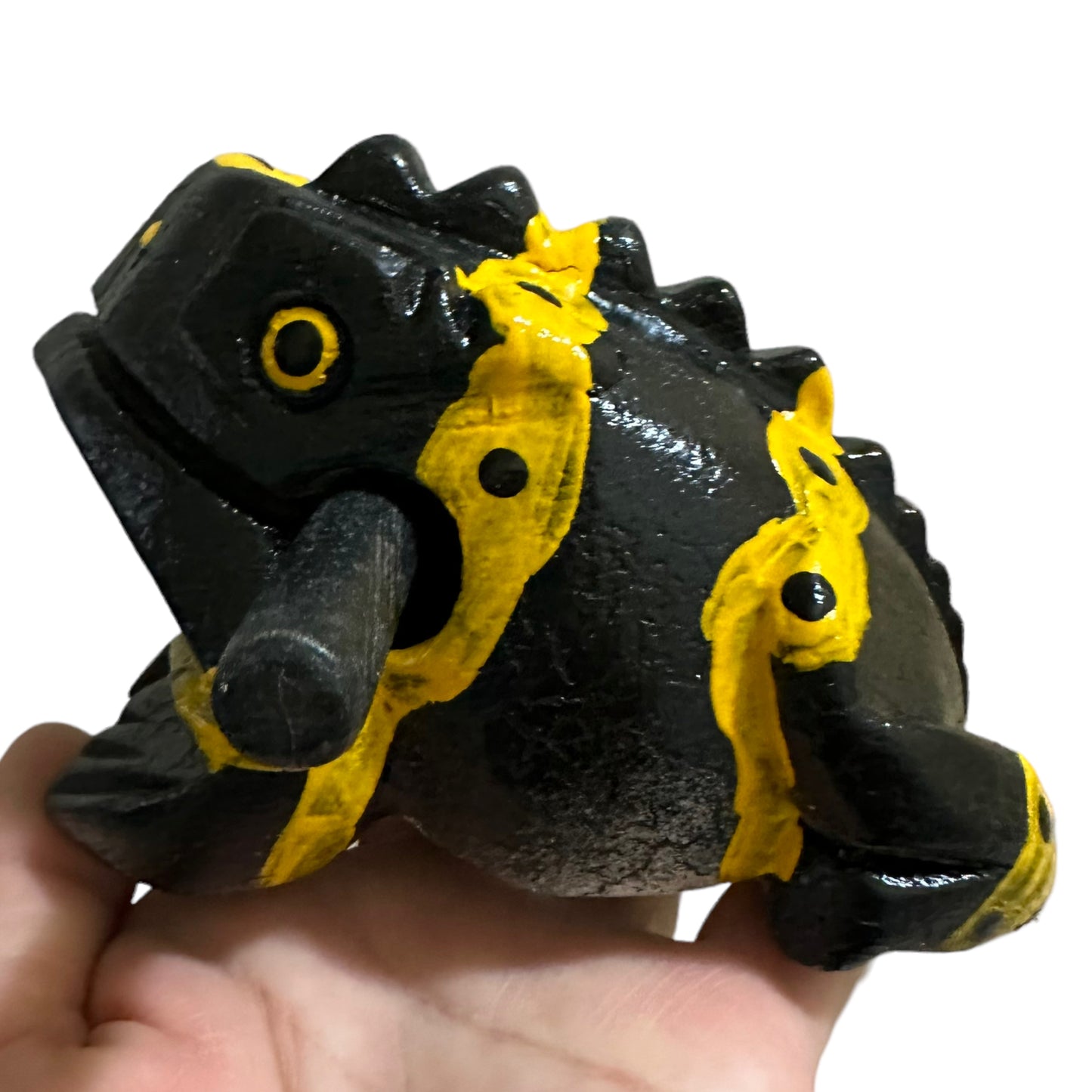 4" Wooden Musical Frog - Yellow Dart Design (Percussion Instrument)