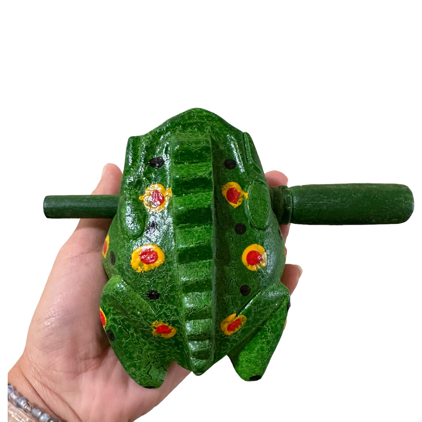 4" Wooden Musical Frog - Green Spring Design (Percussion Instrument)