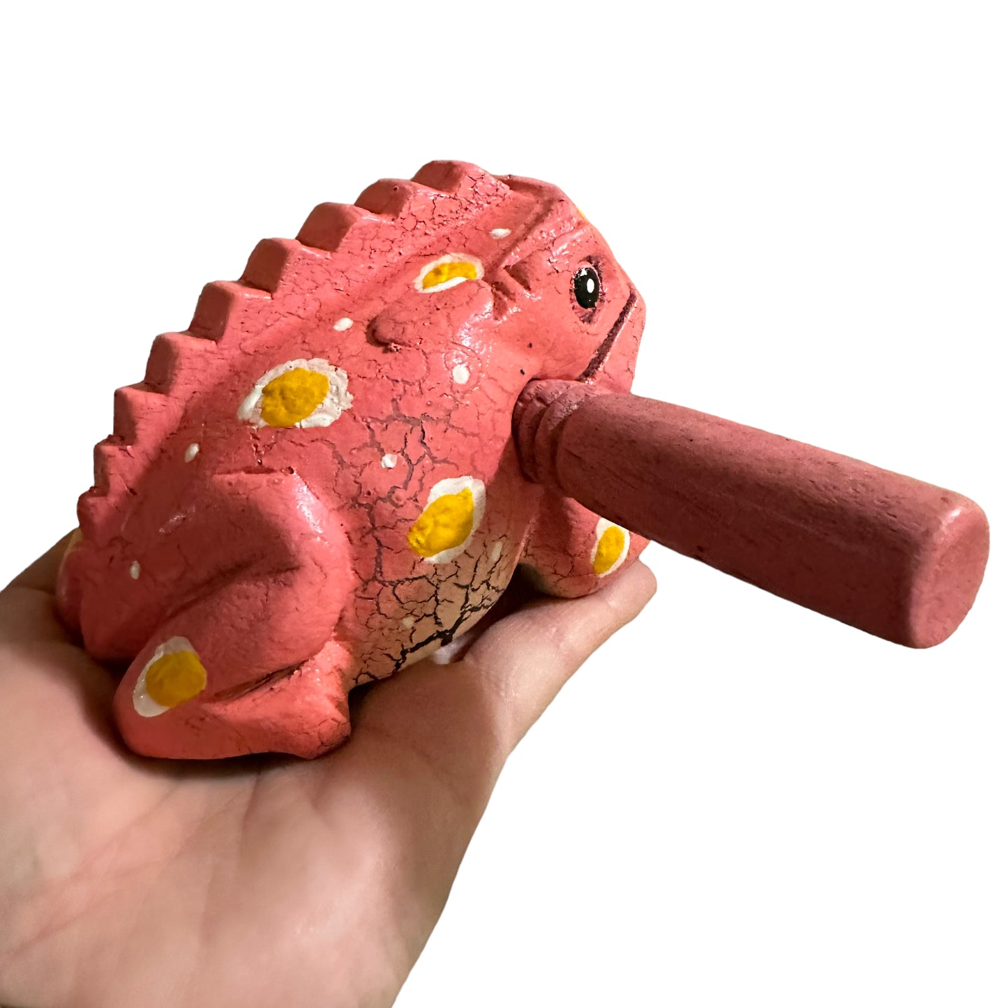 4" Wooden Musical Frog - Peach Design (Percussion Instrument)
