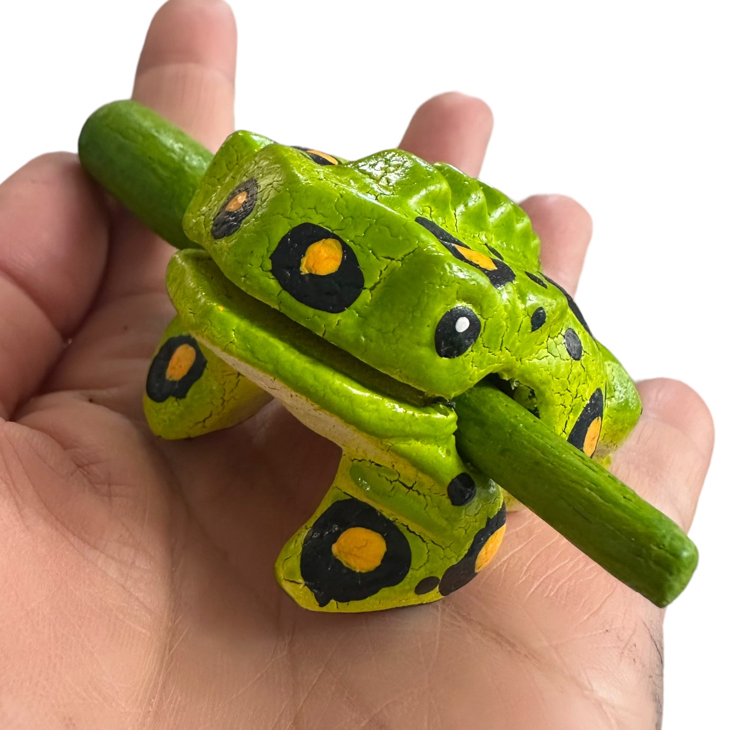 1.5" Wooden Musical Frog - Fern Design (Percussion Instrument)