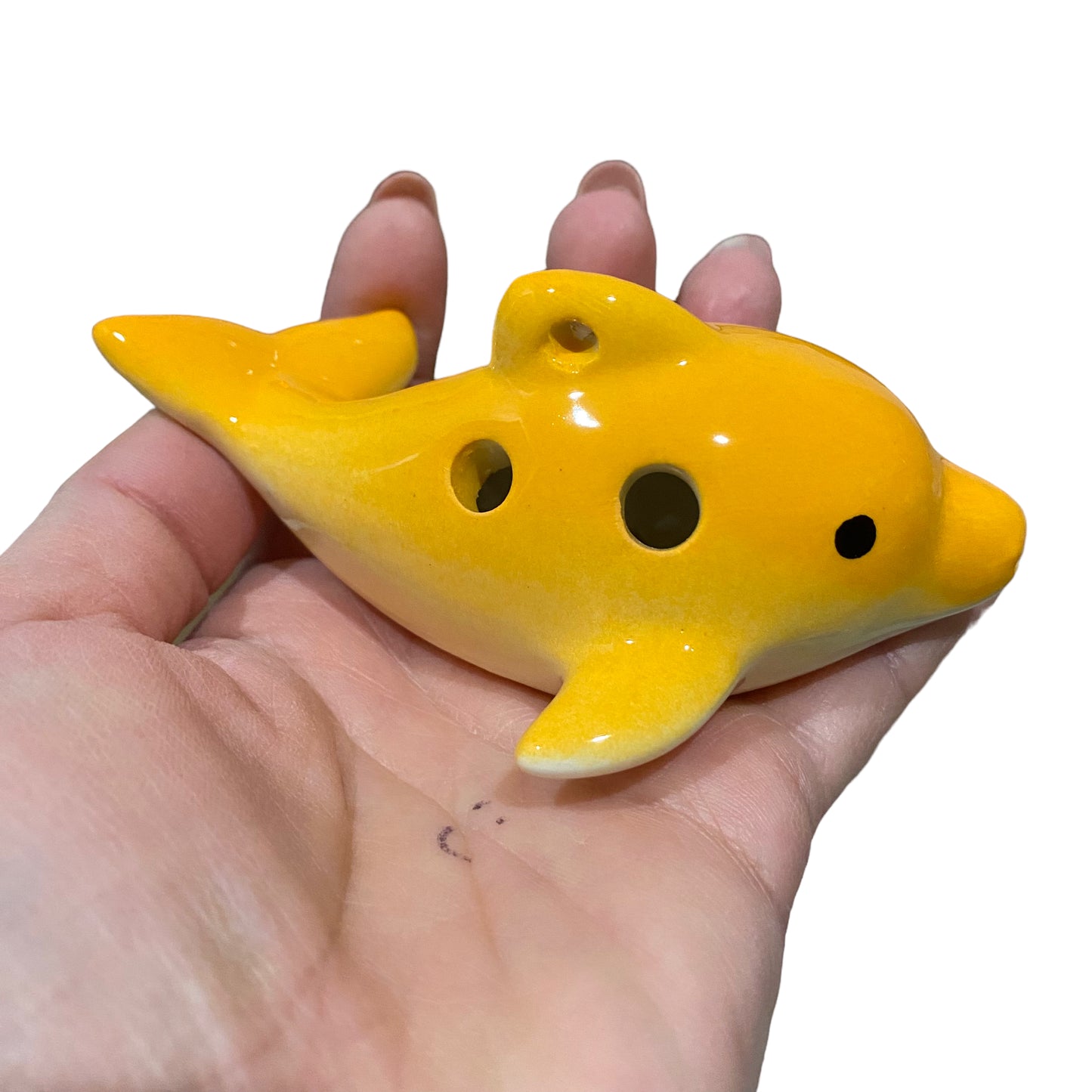 Happy Ceramic Dolphin Ocarina Orange
