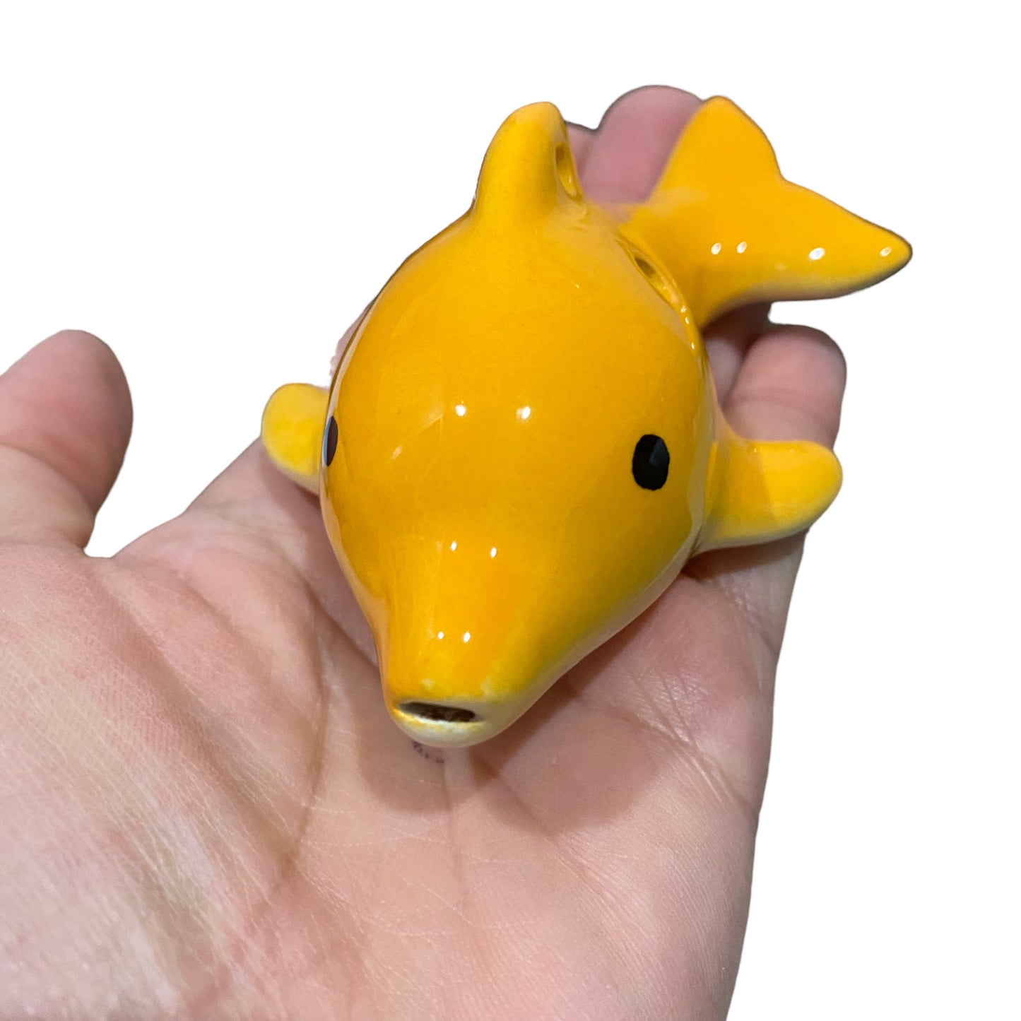 Happy Ceramic Dolphin Ocarina Orange