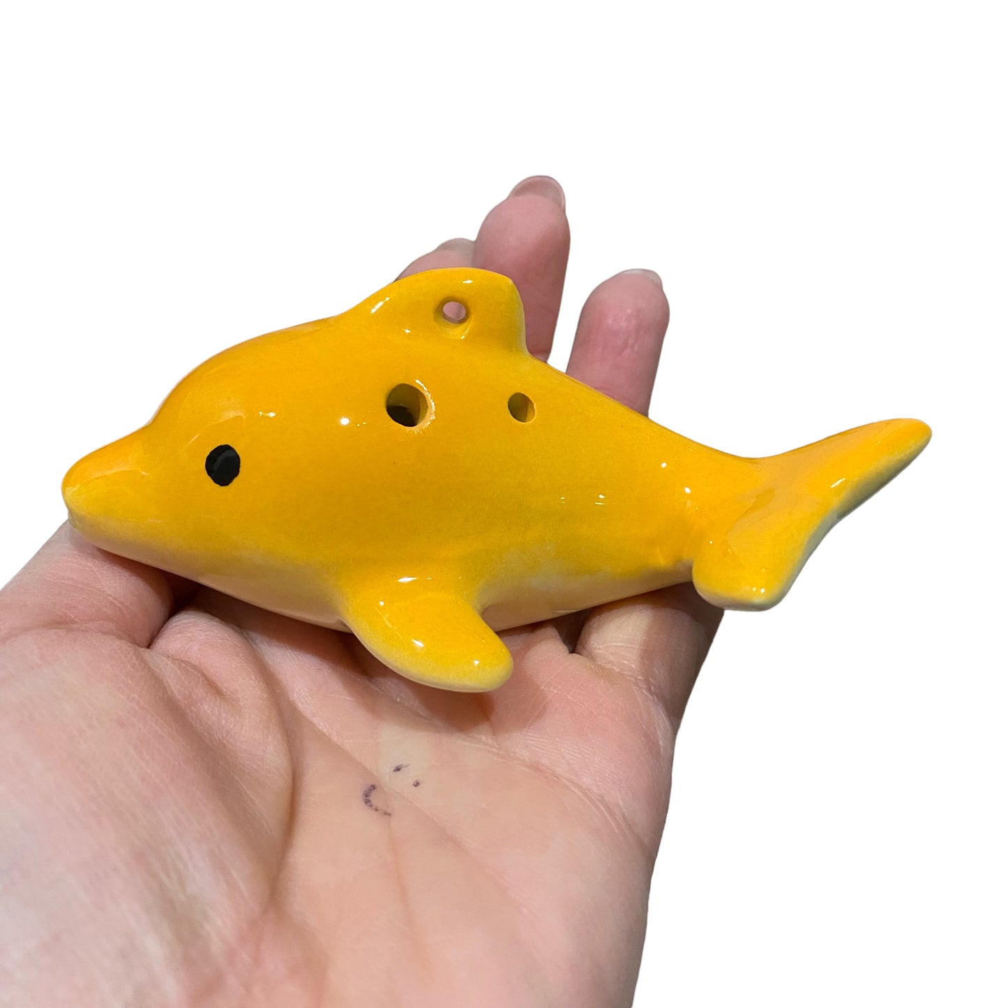 Happy Ceramic Dolphin Ocarina Orange