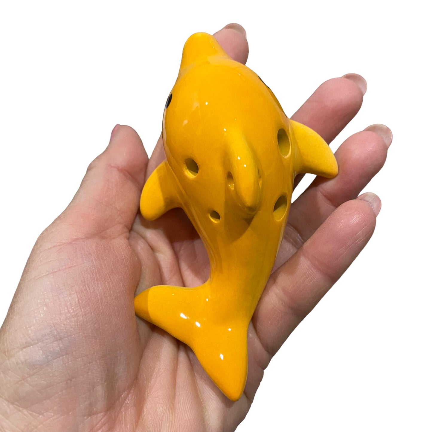 Happy Ceramic Dolphin Ocarina Orange