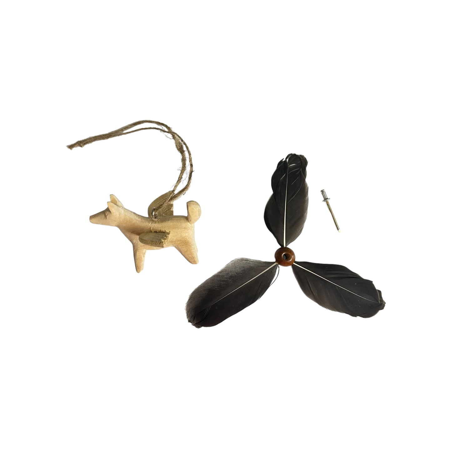 Wooden Wind Spinning Flying Dog