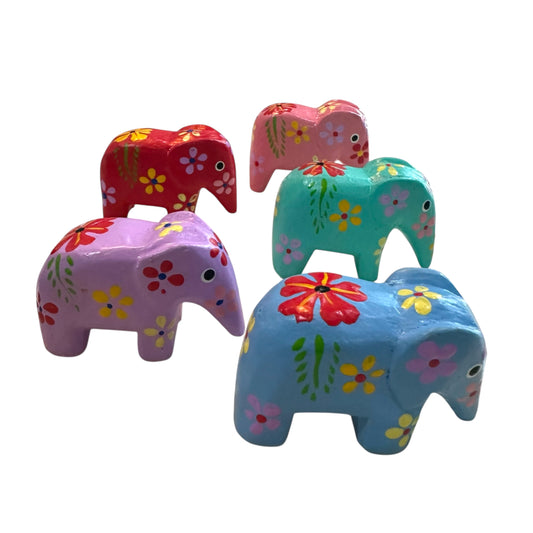 Flower March – Hand-Painted Elephant Figurine Set (5-Pack)