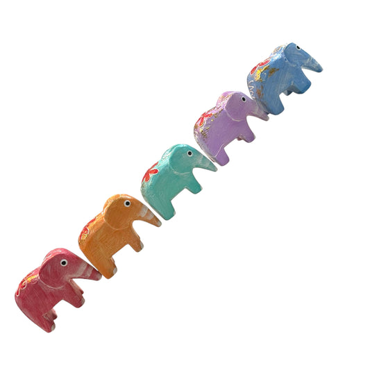 Royal Parade – Vintage Painted Elephant Figurine Set (5-Pack)