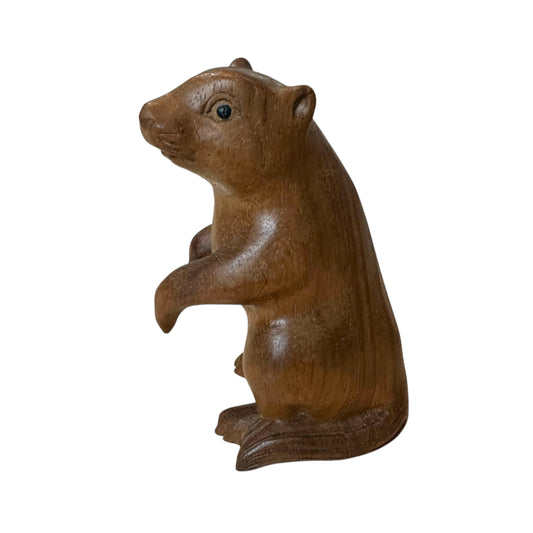 Earth Watcher – Hand-Carved Groundhog Figurine