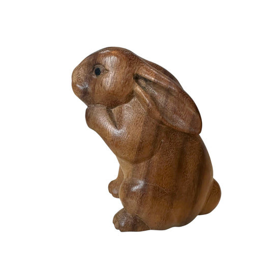 Sacred Groomer – Hand-Carved Praying Rabbit Figurine