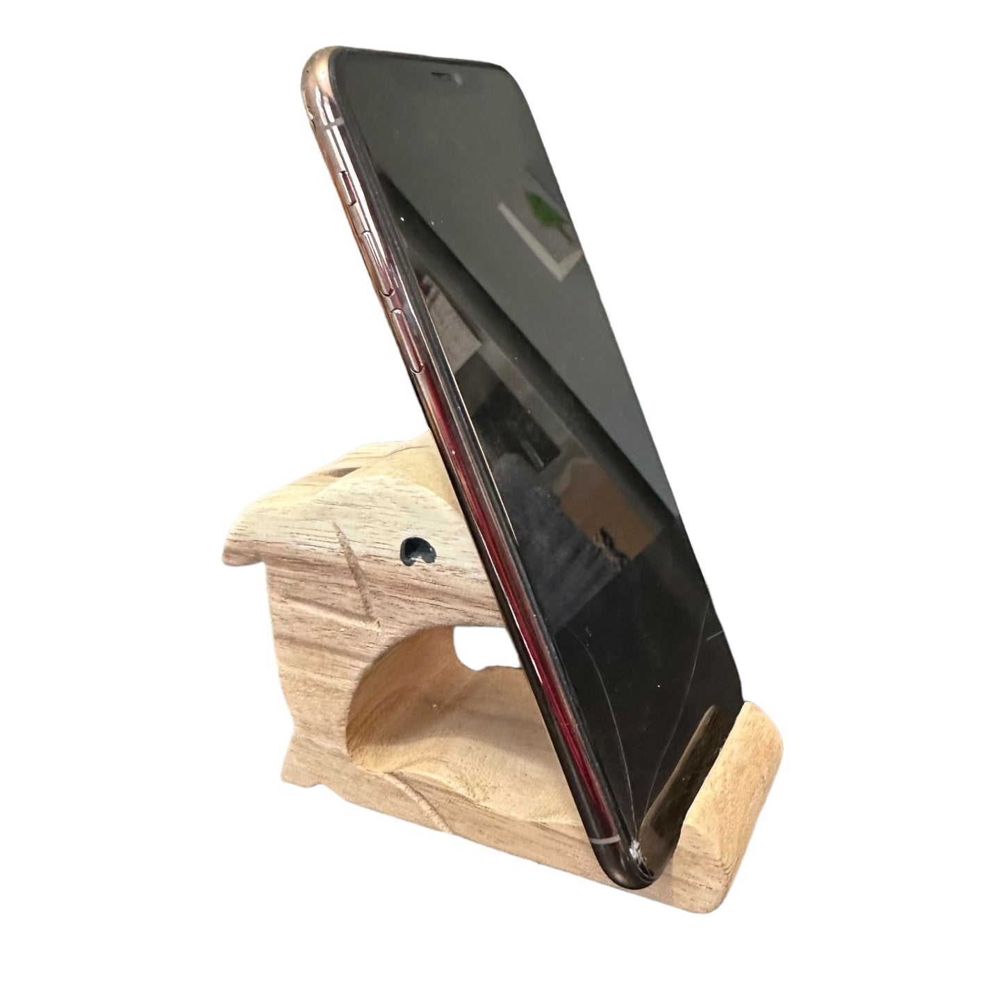 Wooden Dolphin Phone Holder