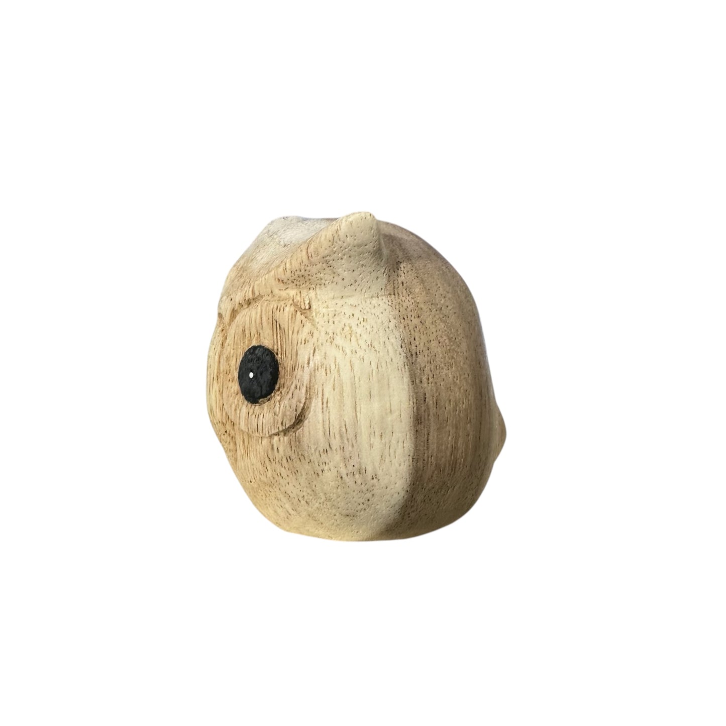 Wooden Owl Figurine: Carved Ball Animal Decoration