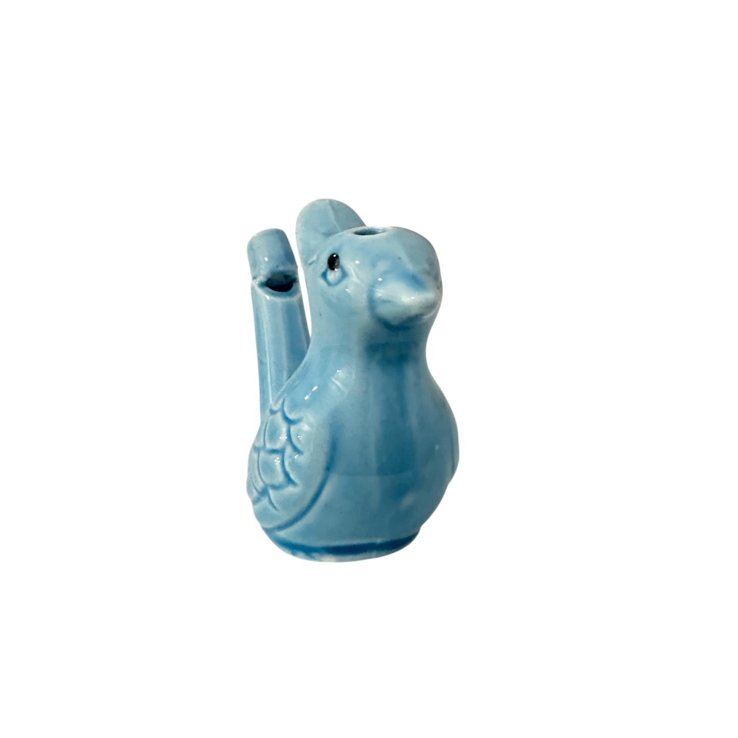 Ceramic Water Whistle Wind Instrument Blue Crest Bird