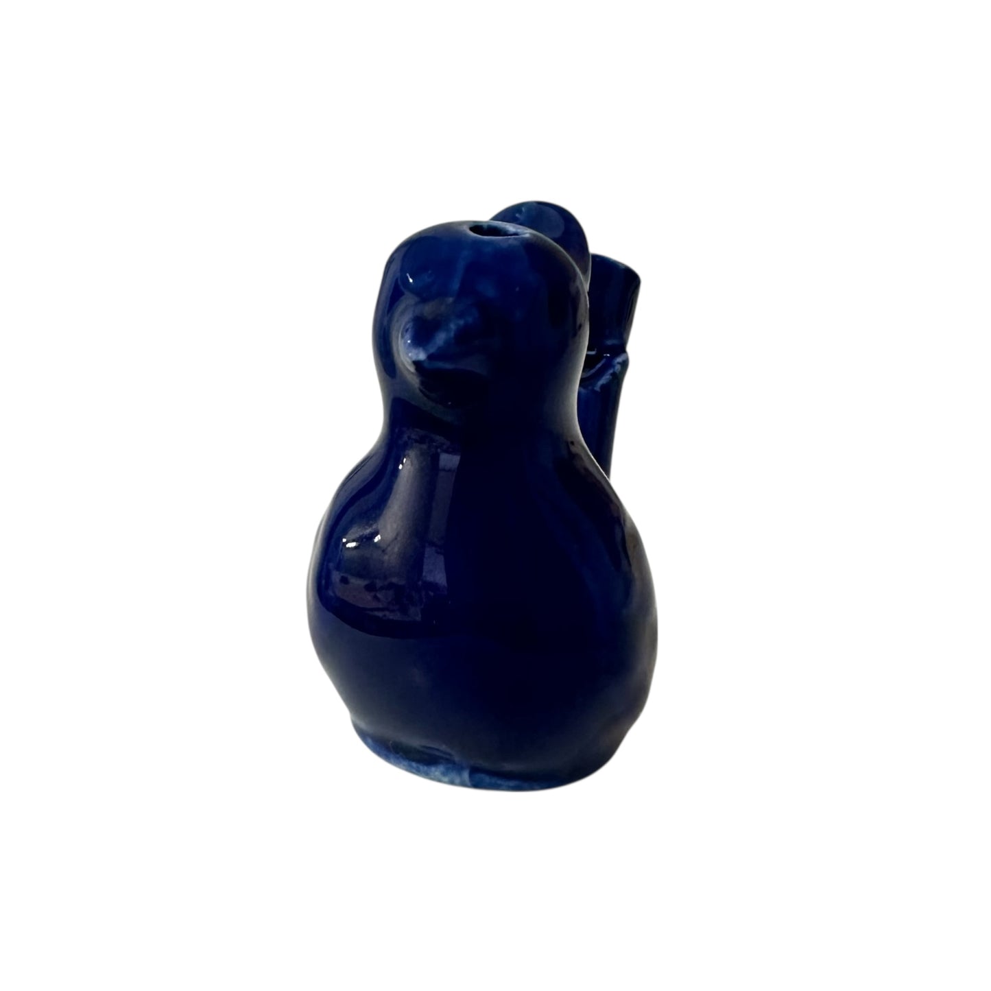 Ceramic Water Whistle Wind Instrument Dark Blue Crest Bird