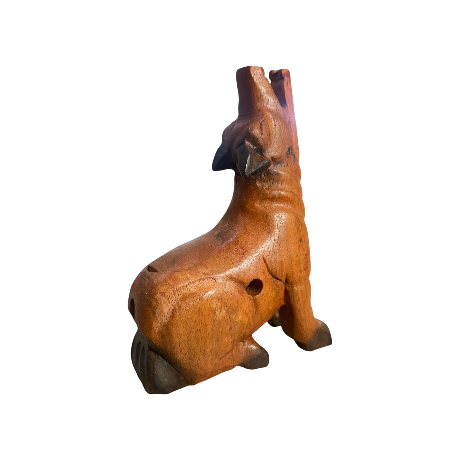 7" Dark Oak Wolf Musical Whistle Instrument