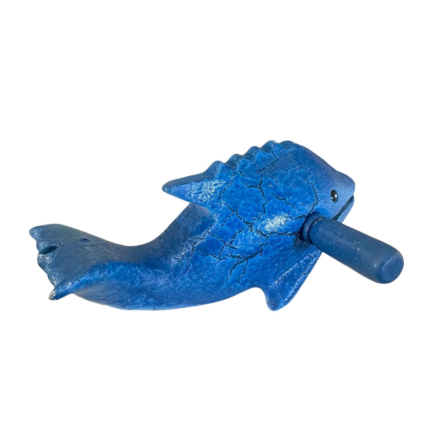 Dark Blue Wooden Musical Whistle Dolphin Percussion Instrument