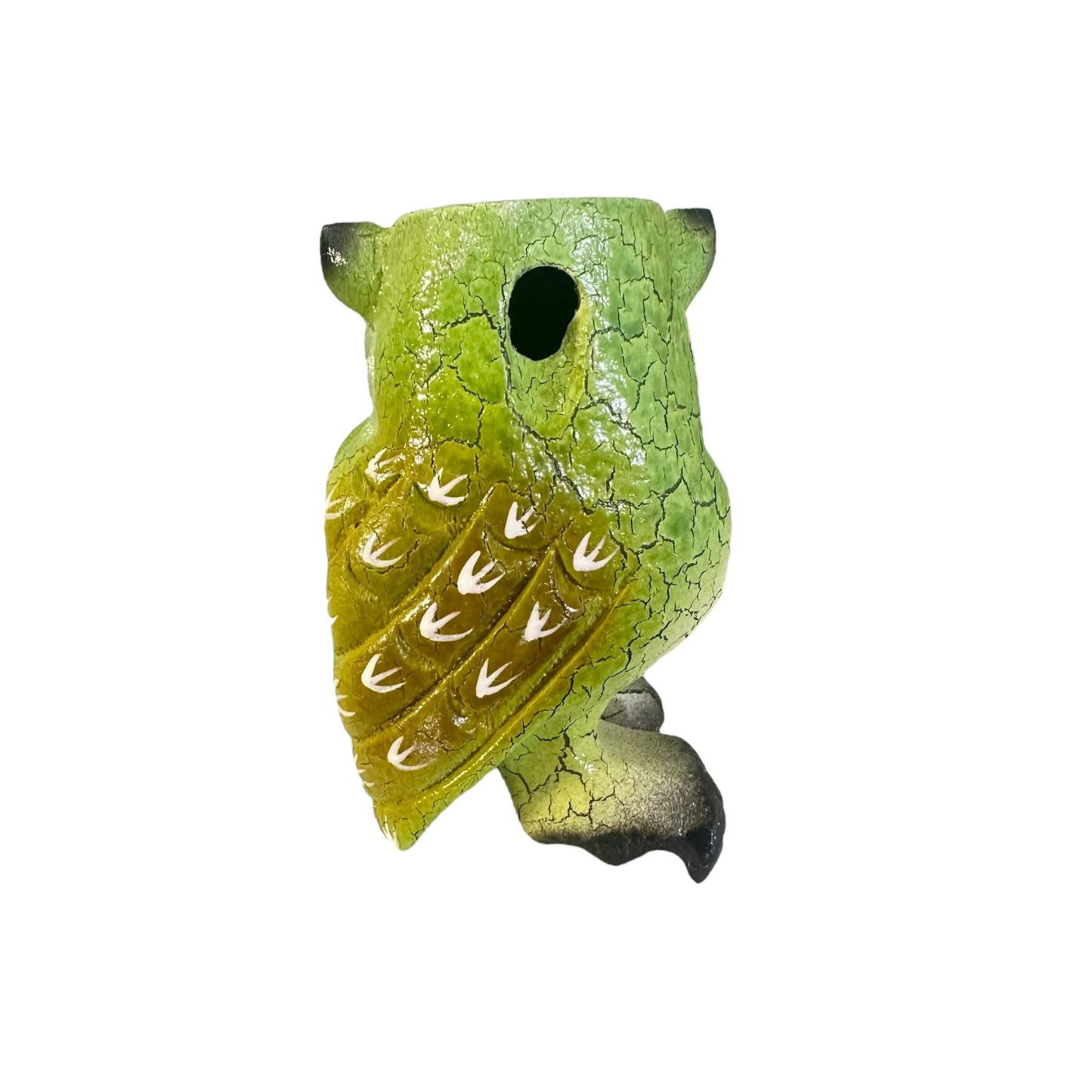 4" Green Forest Wooden Musical Whistle Owl Instrument