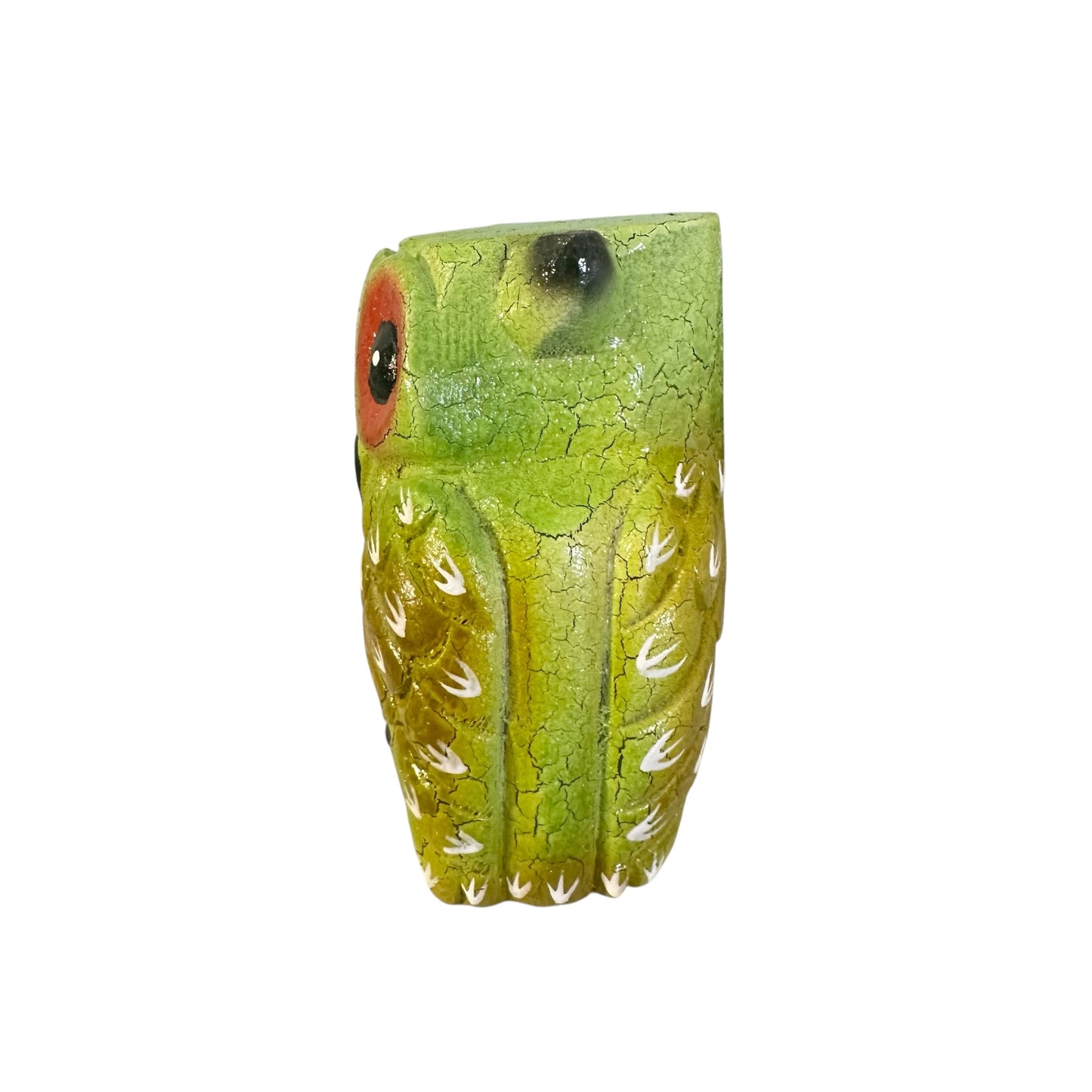 4" Green Forest Wooden Musical Whistle Owl Instrument